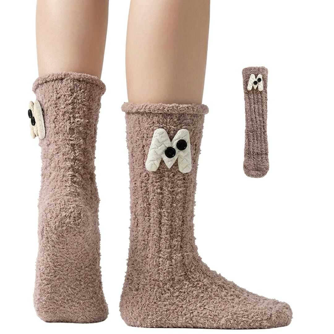 Kids Animal Fuzzy Socks - Blue/Gray/Black/Mauve/Oatmeal Polar Feet