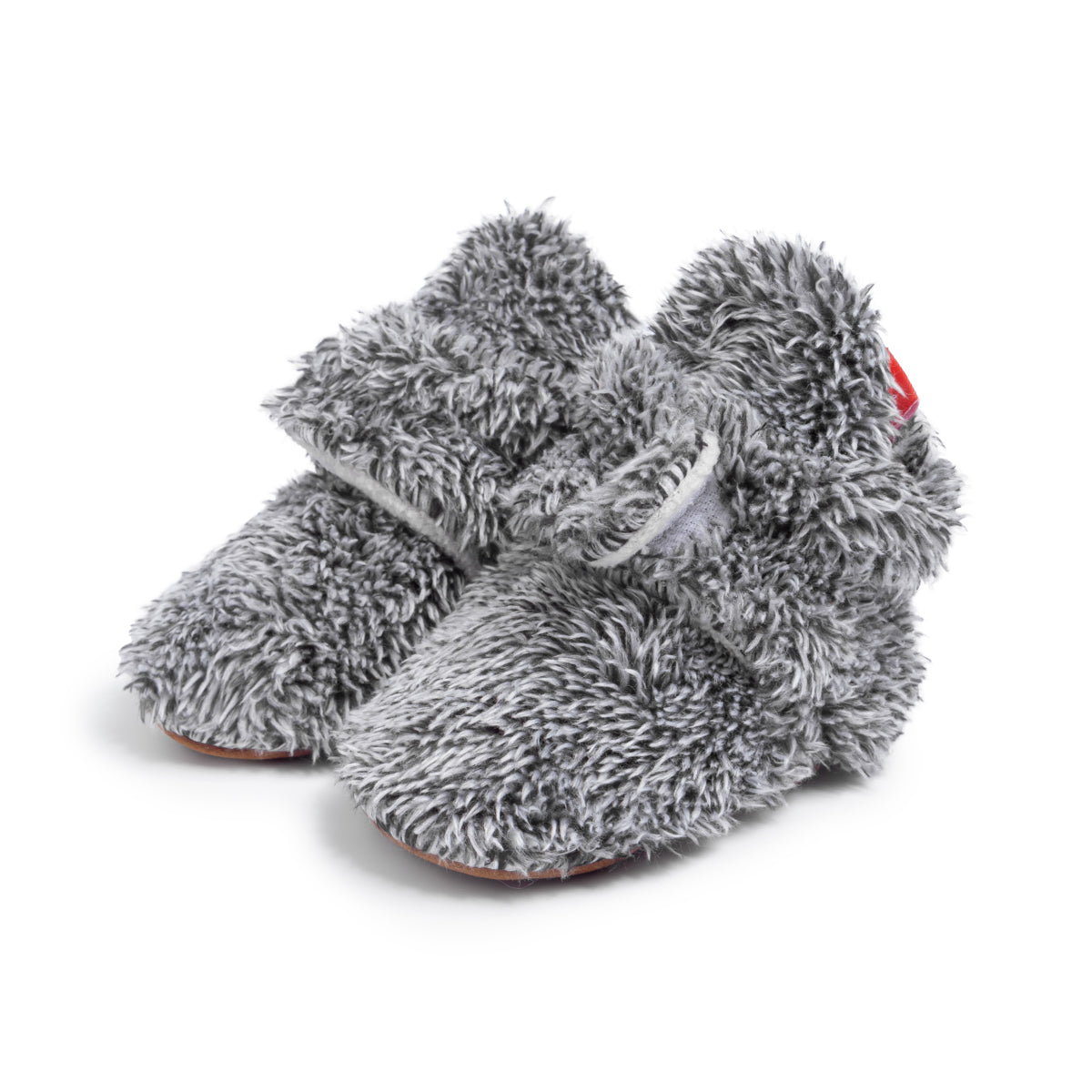 Faux Furry Baby Booties with Grippers - Black Polar Feet
