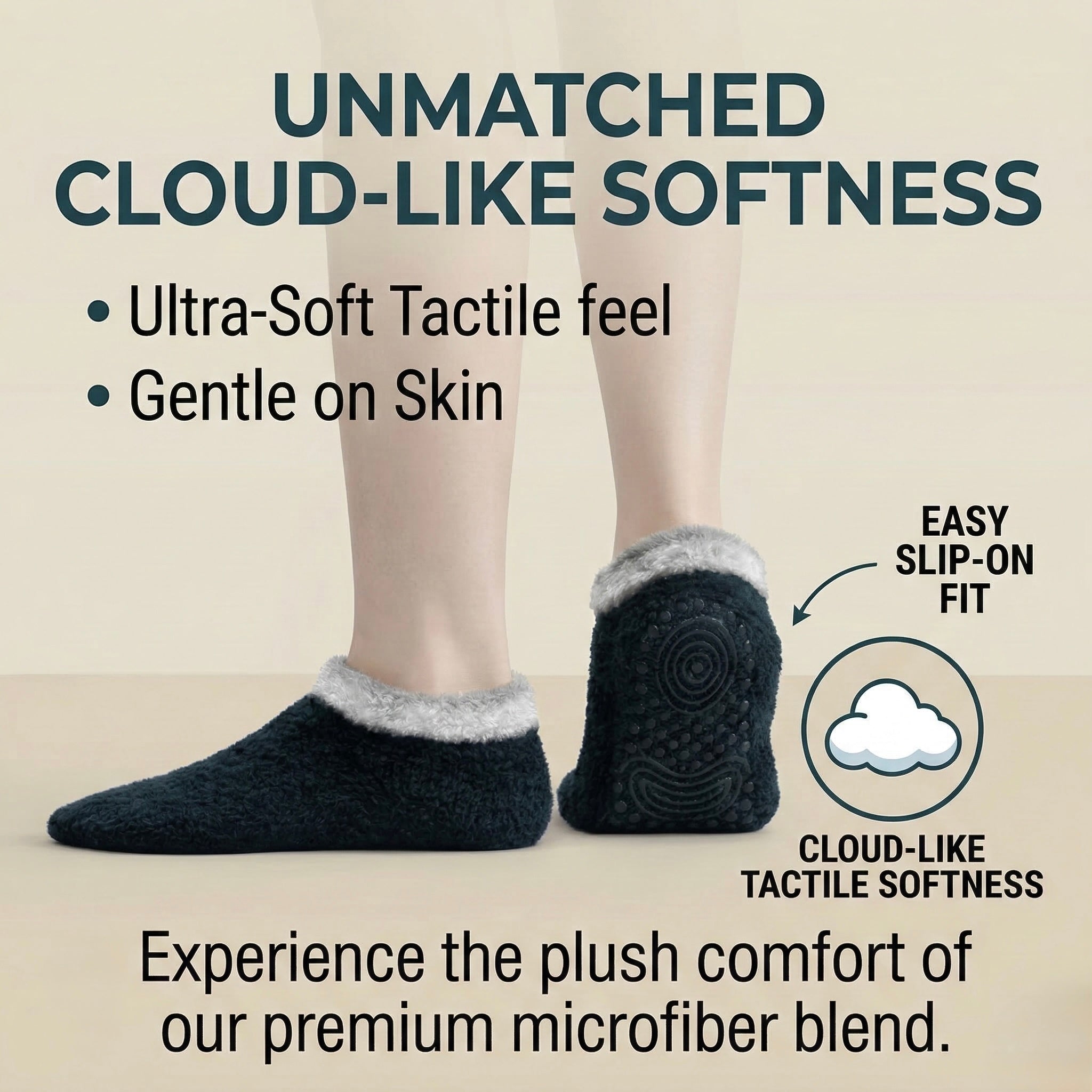Fluffy Ankle Socks - Black/Gray/Brown Polar Feet
