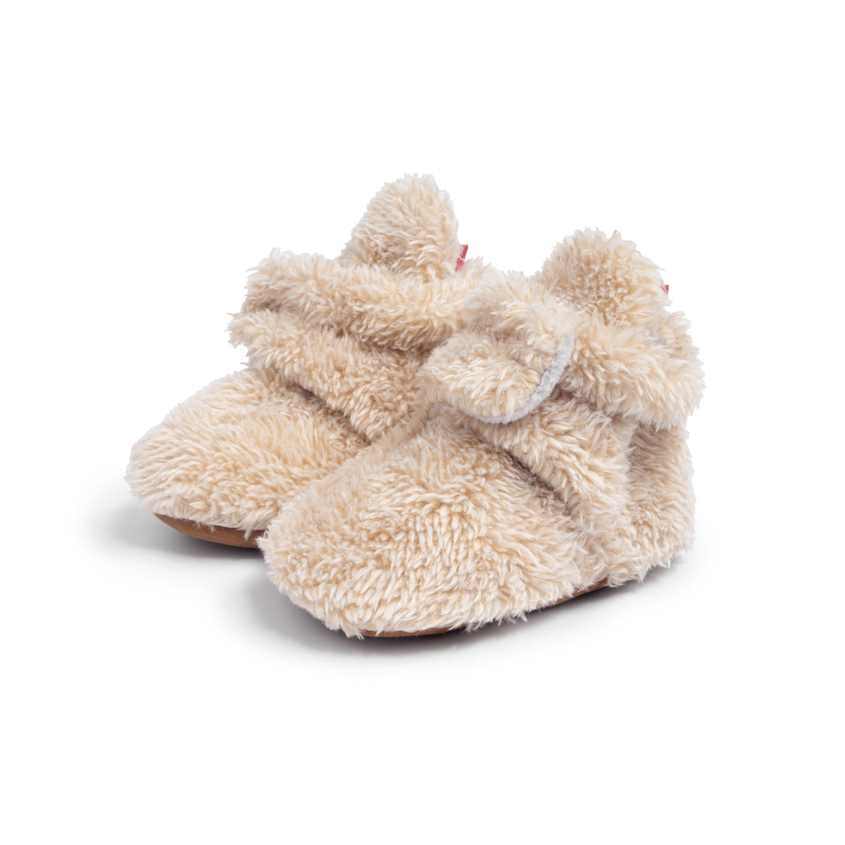 Faux Furry Baby Booties with Grippers - Apricot Polar Feet
