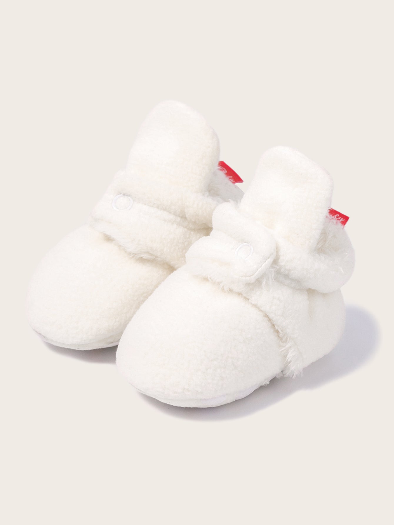 Fleece Baby Booties with Grippers - White Polar Feet