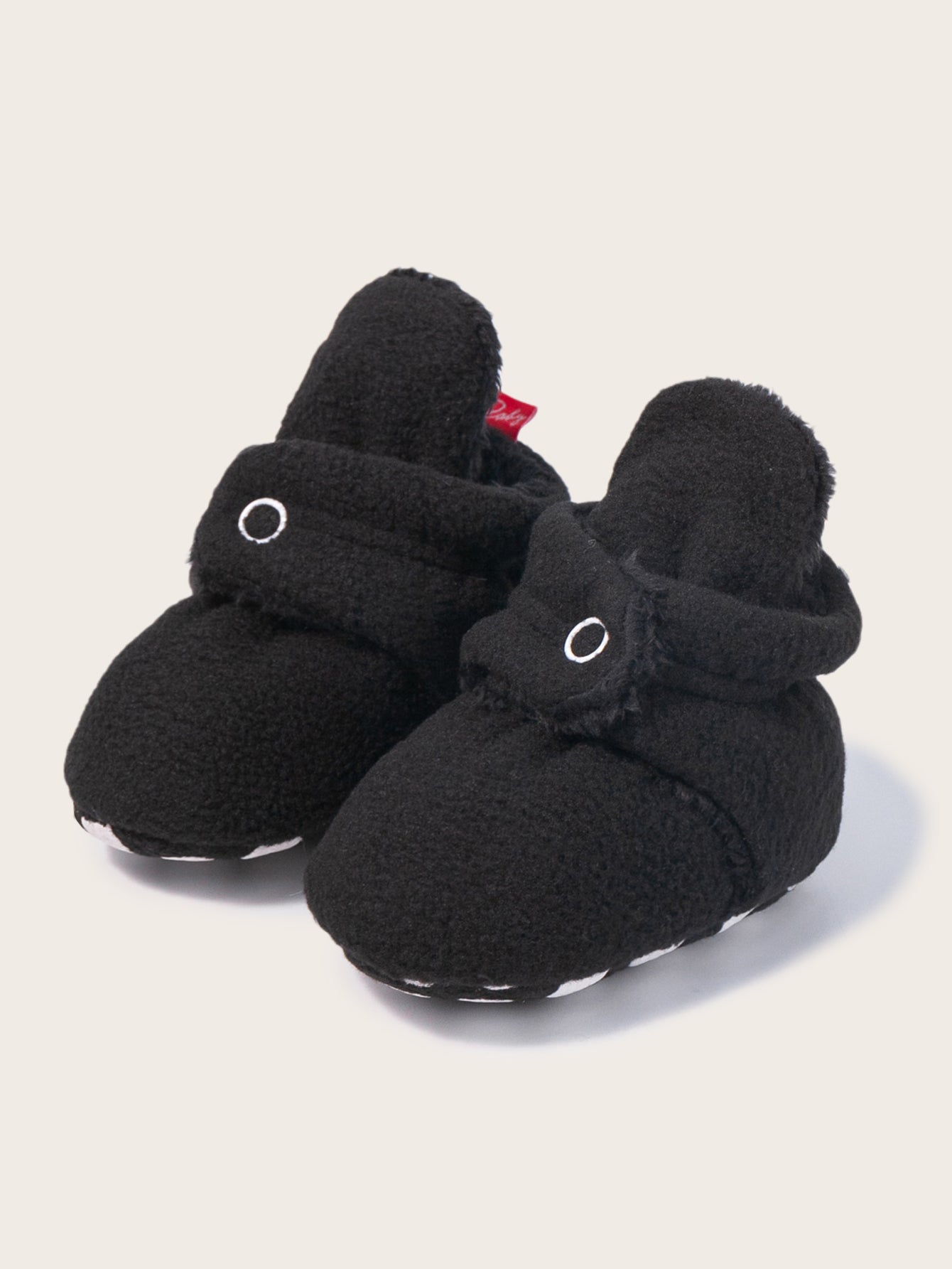 Fleece Baby Booties with Grippers - Black Polar Feet