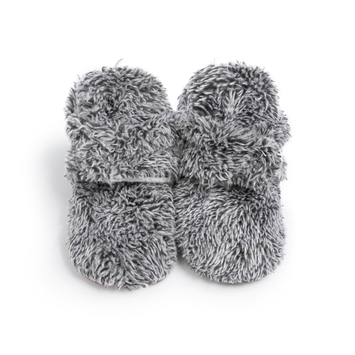 Faux Furry Baby Booties with Grippers - Black Polar Feet