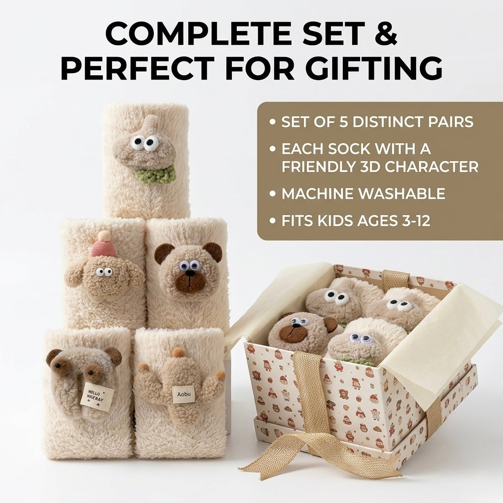 Kids Animal Fuzzy Socks - White Polar Feet