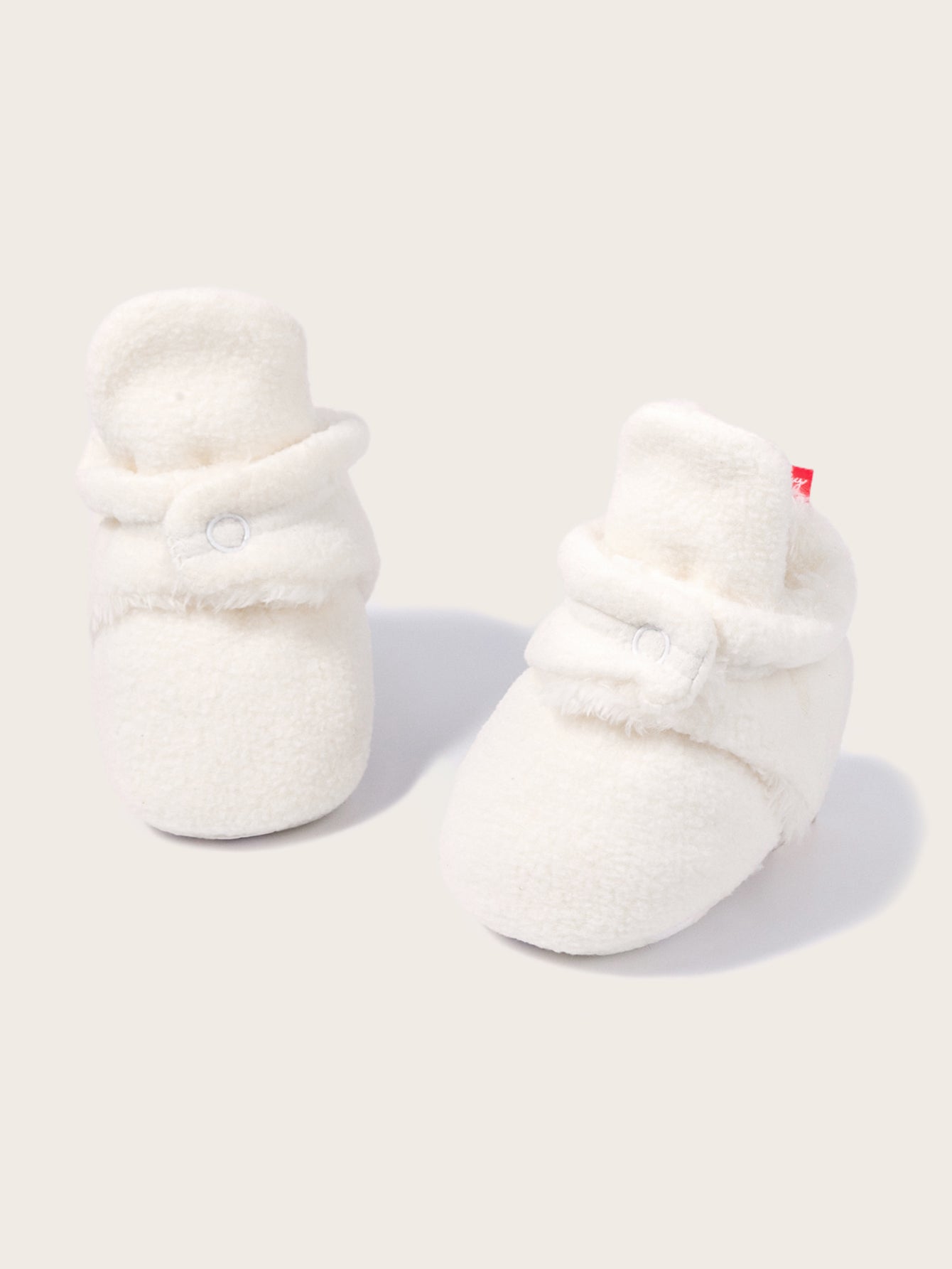 Fleece Baby Booties with Grippers - White Polar Feet