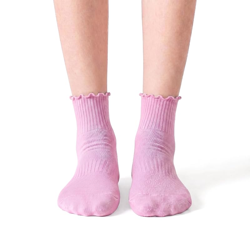 Polar Feet Crew Yoga Socks in Baby Pink - Regular Sole - Photo 5