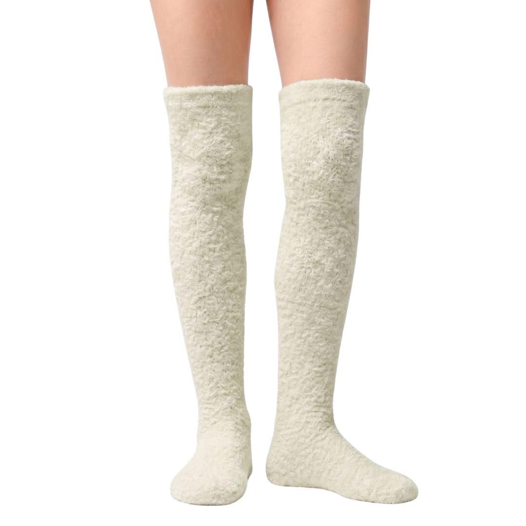 Women's Fuzzy Knee-High Socks - Mocha - view 1