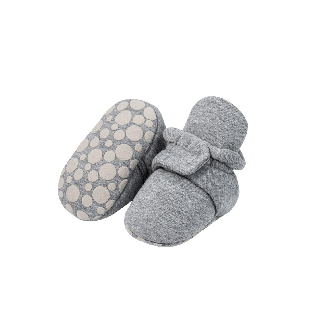 Cotton Baby Booties with Gripper Soles - Dark Grey Polar Feet