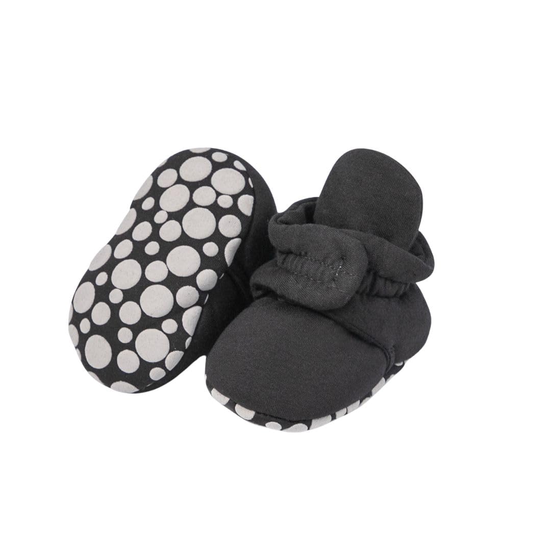 Cotton Baby Booties with Gripper Soles - Black Polar Feet