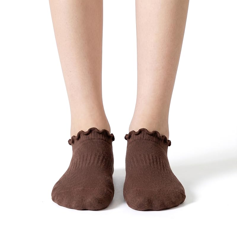 Polar Feet Ankle Yoga Socks in Espresso - Non-Slip Sole - Photo 1