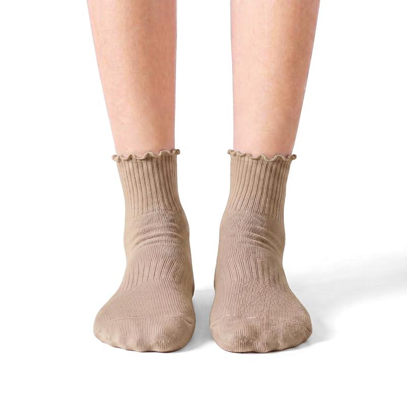 Polar Feet Crew Yoga Socks in Latte - Regular Sole - Photo 1