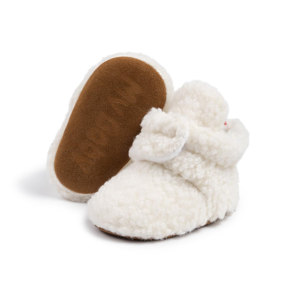 Berber Baby Booties with Snap Closure - White Polar Feet