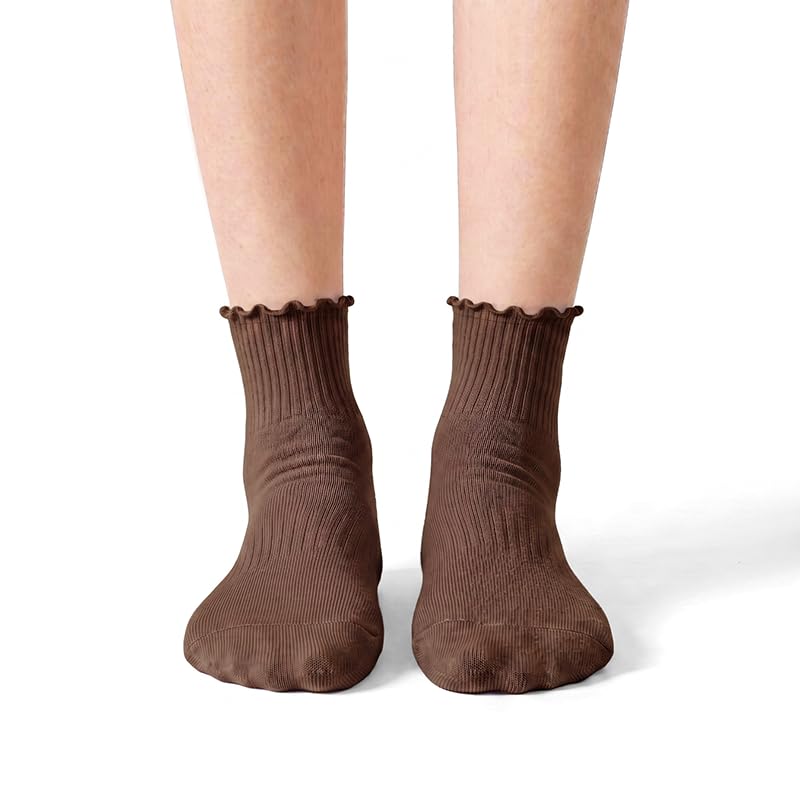 Polar Feet Crew Yoga Socks in Espresso - Regular Sole - Photo 1