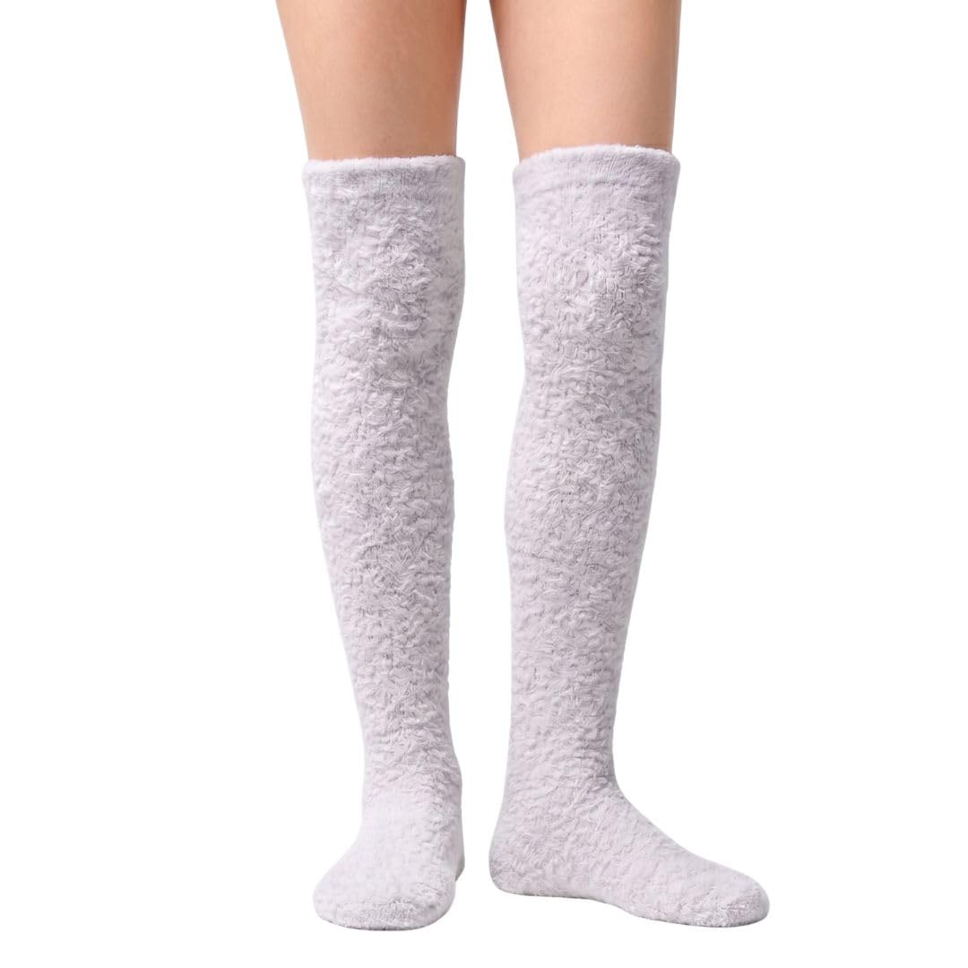 Women's Fuzzy Knee-High Socks - Lilac - view 1