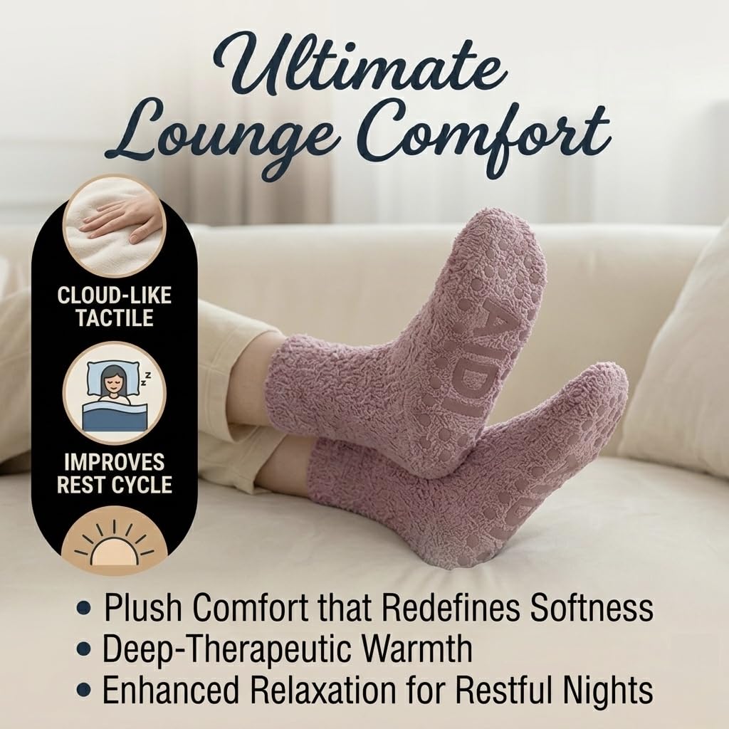Non-Slip Fuzzy Crew Socks - Coffee | Polar Feet