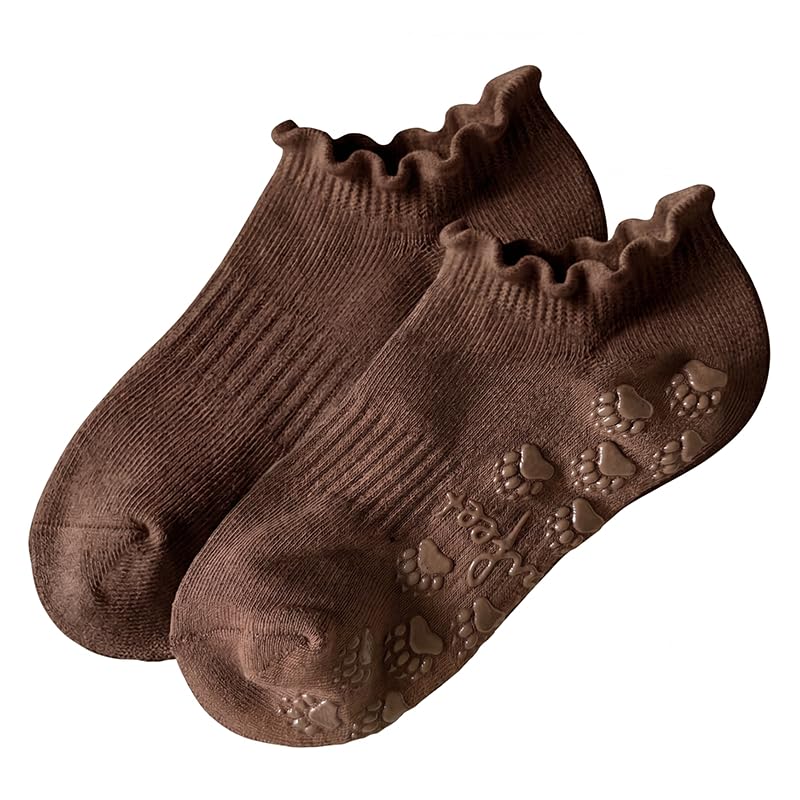 Polar Feet Ankle Yoga Socks in Espresso - Non-Slip Sole - Photo 2