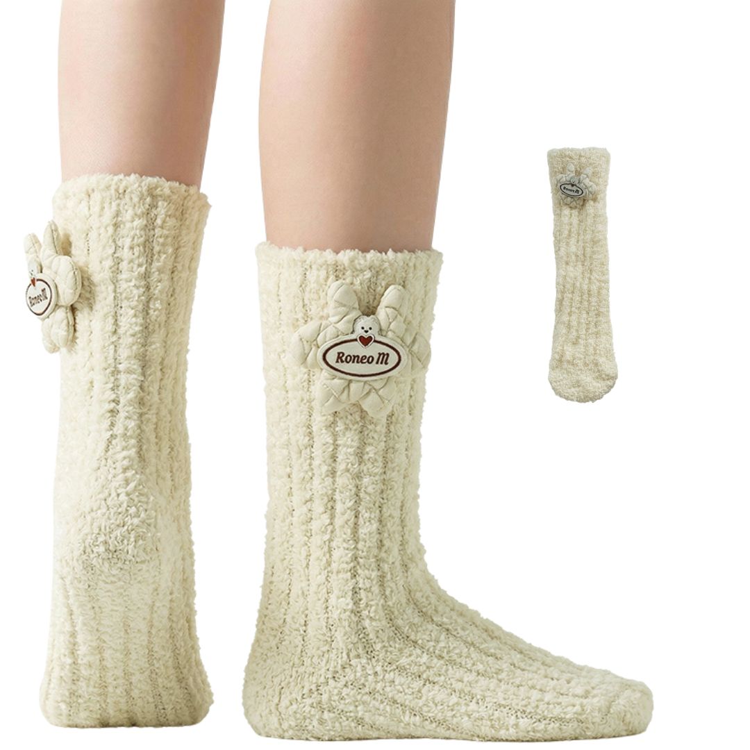 Kids Animal Fuzzy Socks - Blue/Gray/Black/Mauve/Oatmeal Polar Feet