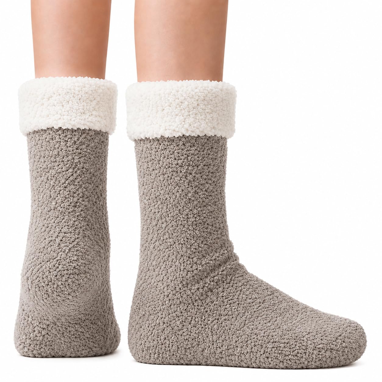 Women's Folded Teddy Fleece Socks 3-Pack - Coffee - view 1