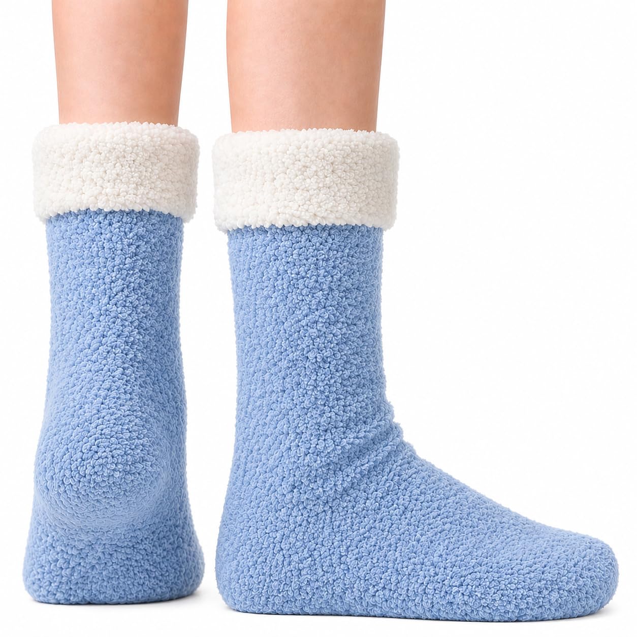 Women's Folded Teddy Fleece Socks 3-Pack - Dusty Blue - view 1