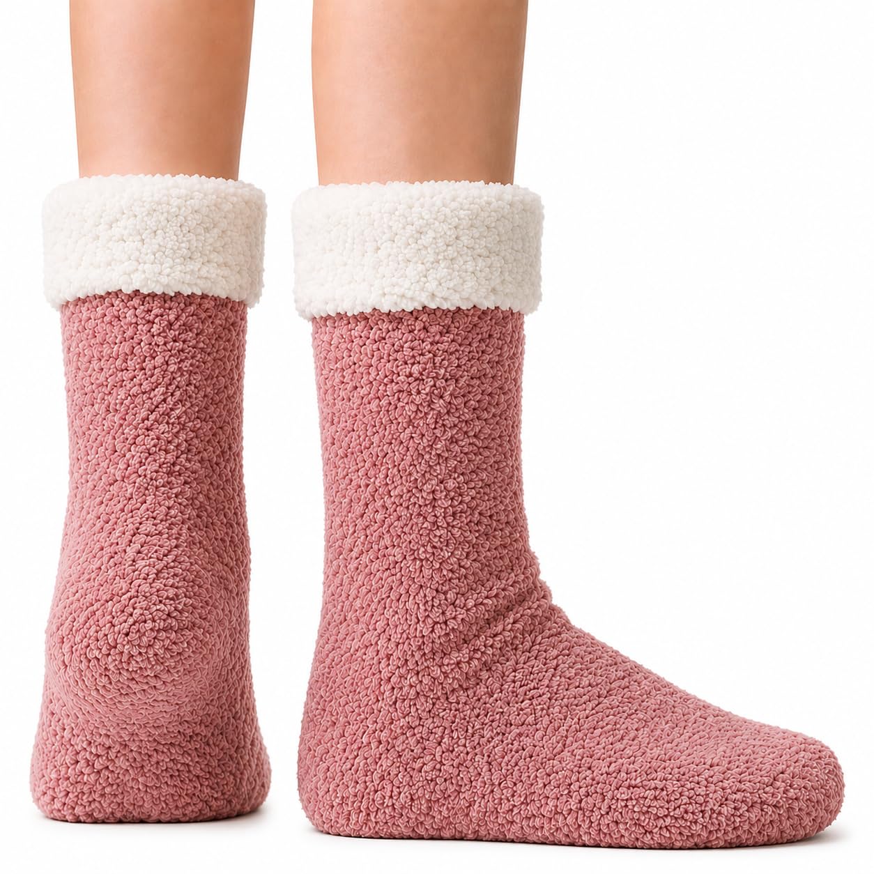 Women's Folded Teddy Fleece Socks 3-Pack - Dusty Rose - view 1