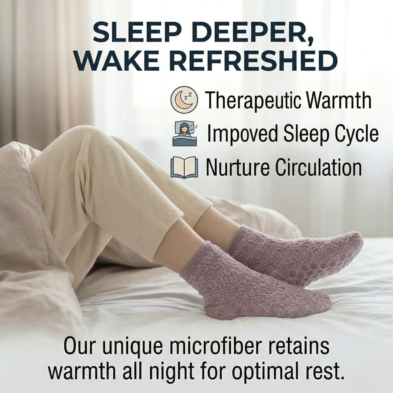 Non-Slip Fuzzy No-Show Socks - Coffee/White/Sage Green | Polar Feet