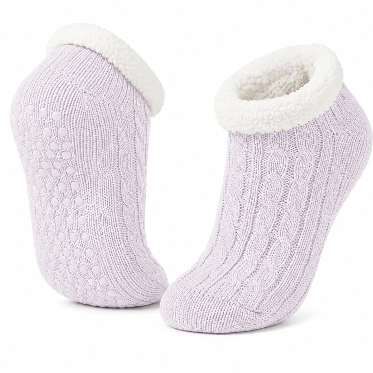 Women's Fuzzy Slipper Socks - Lilac - view 1
