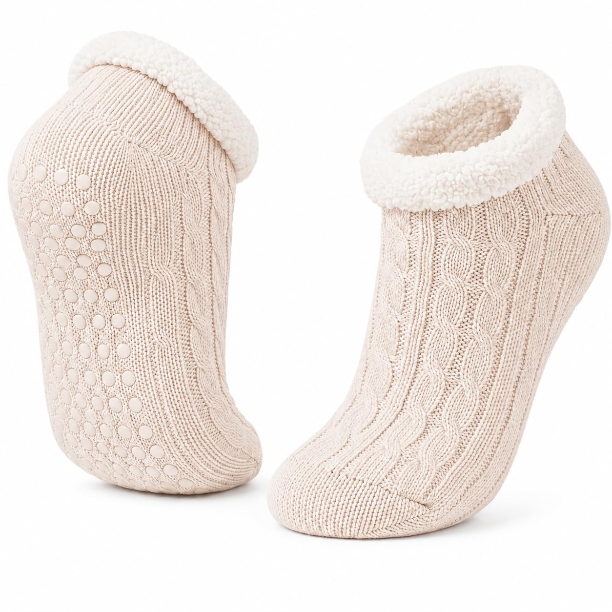Women's Fuzzy Slipper Socks - Blush - view 1