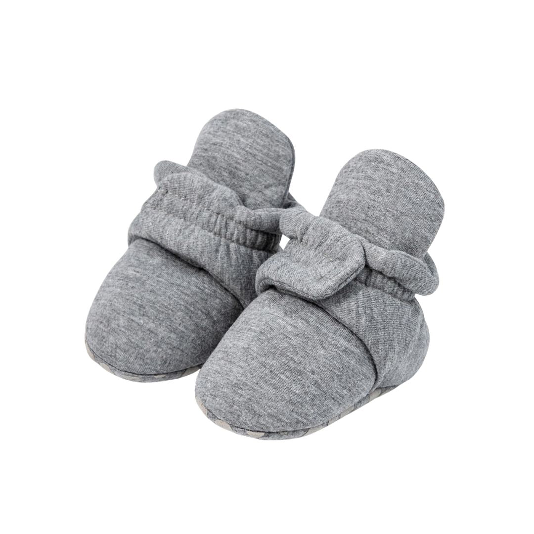 Cotton Baby Booties with Gripper Soles - Dark Grey Polar Feet