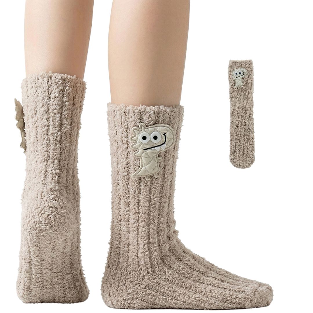 Kids Animal Fuzzy Socks - Blue/Gray/Black/Mauve/Oatmeal Polar Feet