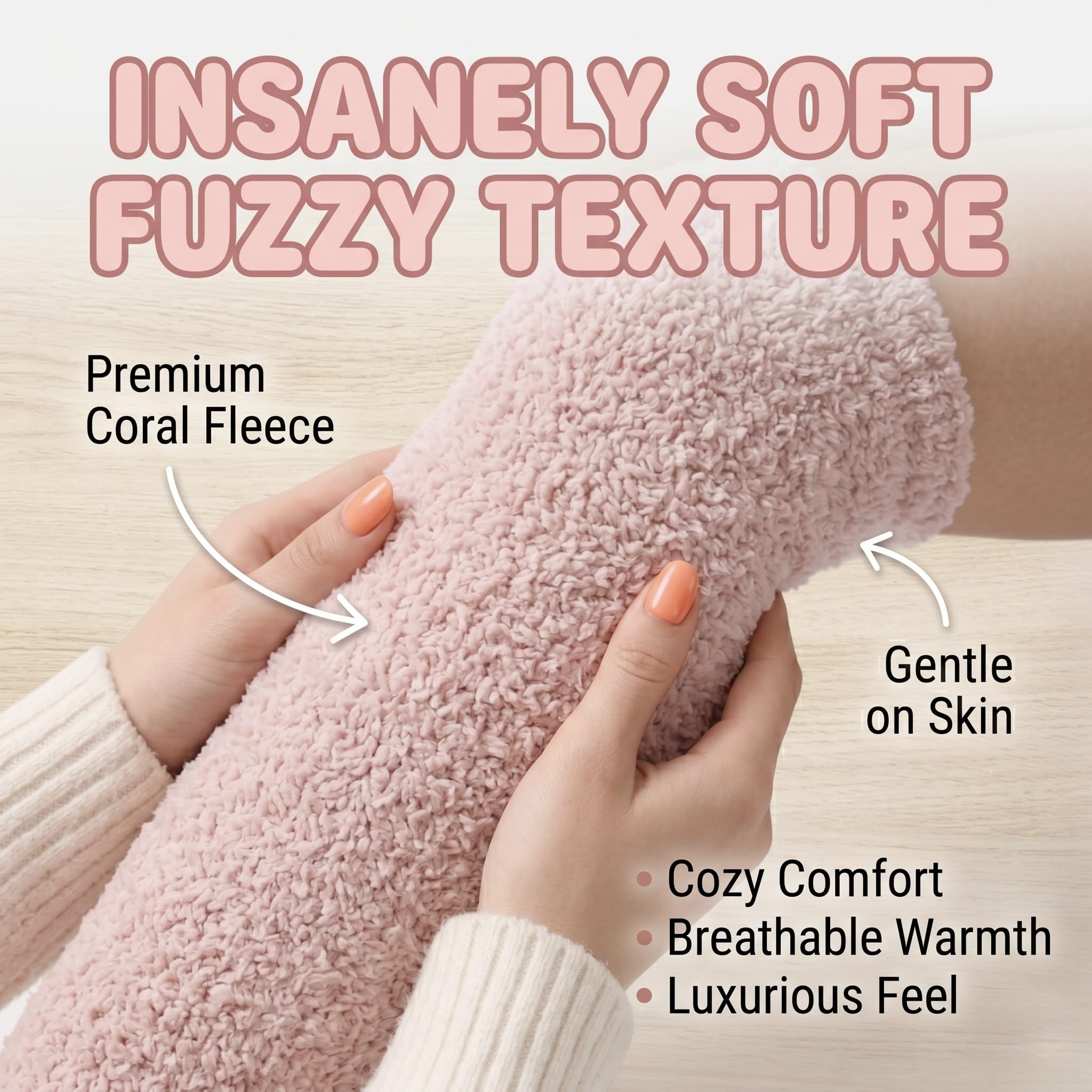 Women's Fuzzy Knee-High Socks - Terracotta - view 2