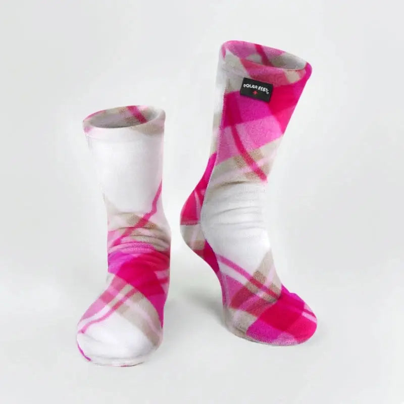 Polar Feet Fleece Socks - Pink Argyle Polar Feet