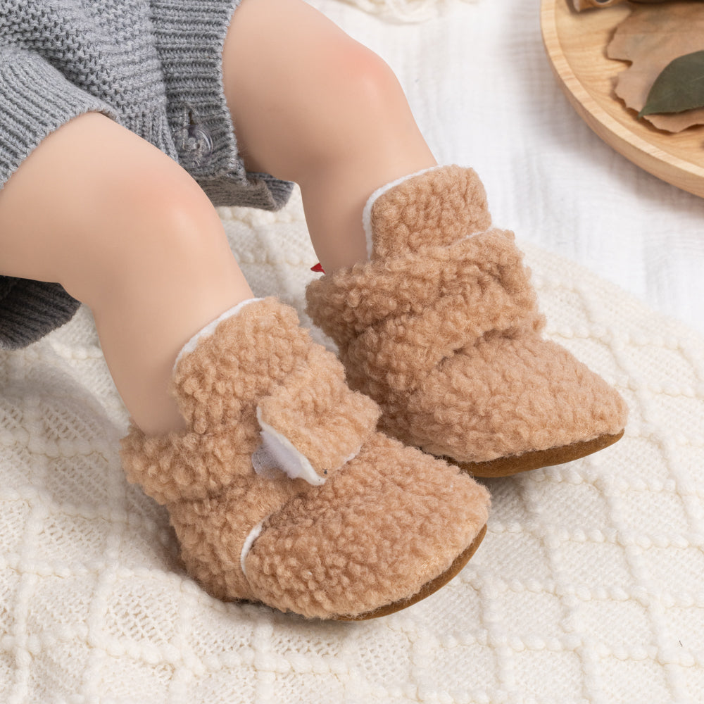 Berber Baby Booties with Snap Closure - Khaki Polar Feet