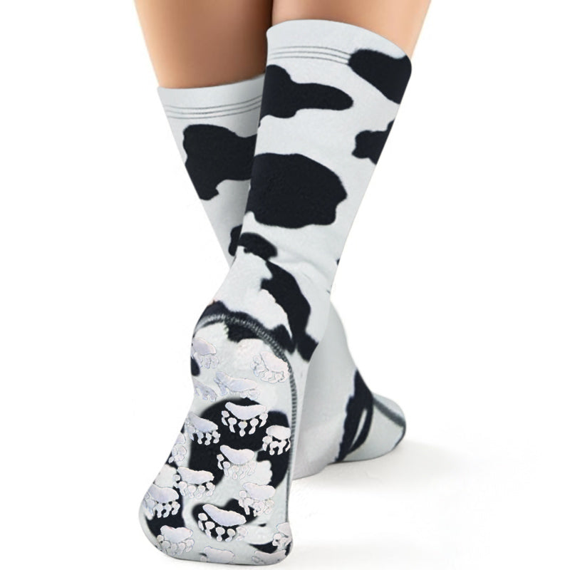 Kids' Nonskid Fleece Socks - Cow