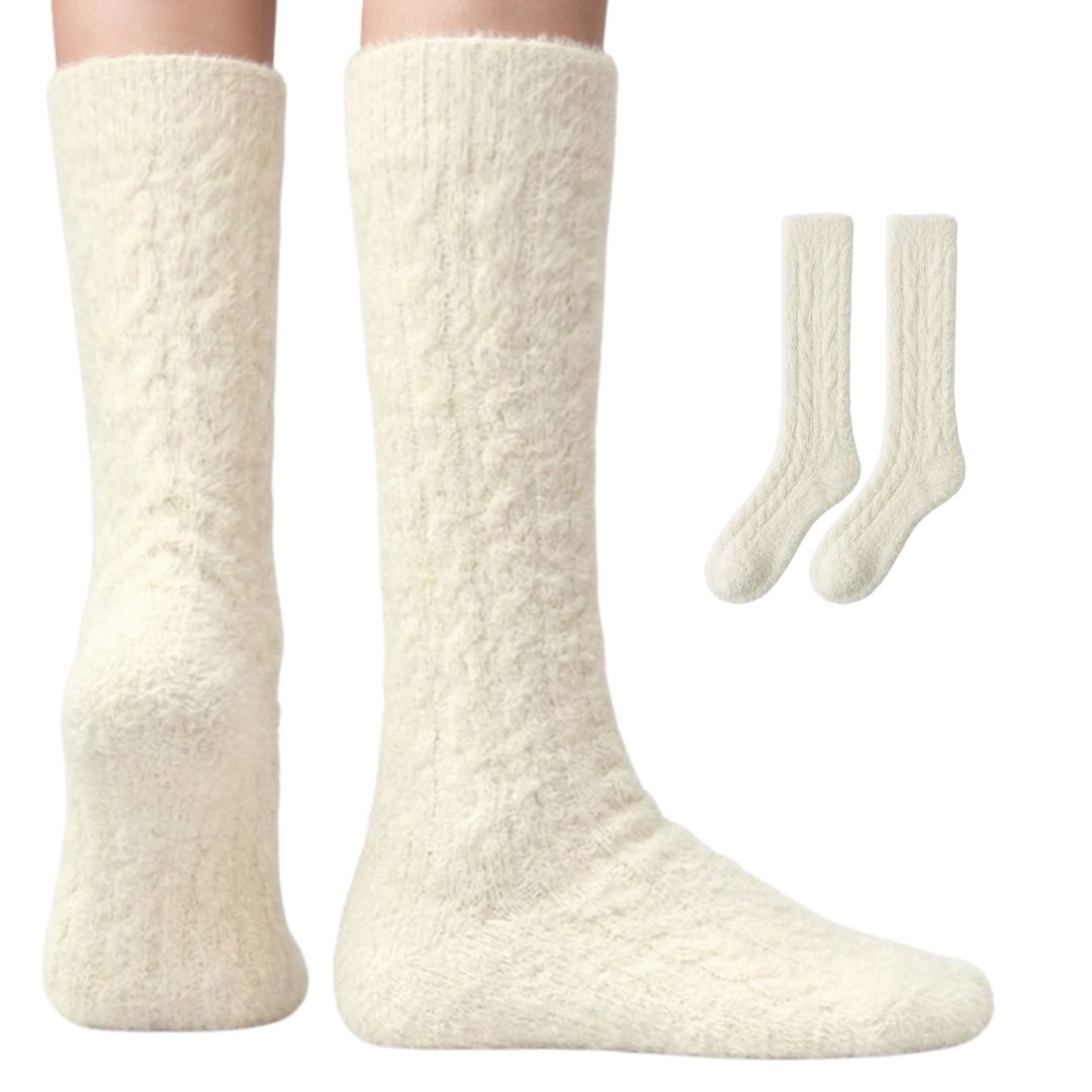 Cable Knit Over-the-Knee Socks - Gray/Pink/Tan Polar Feet
