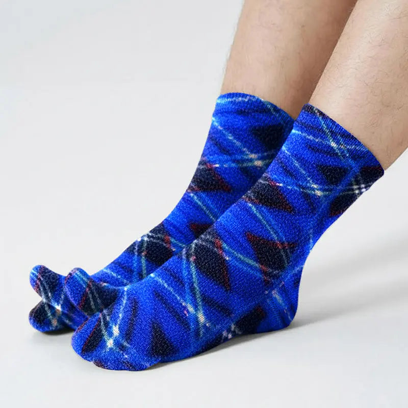 Polar Feet Fleece Tabi Socks - Blue Argyle Polar Feet