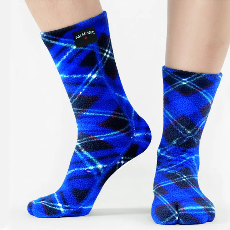 Polar Feet Fleece Tabi Socks - Blue Argyle Polar Feet