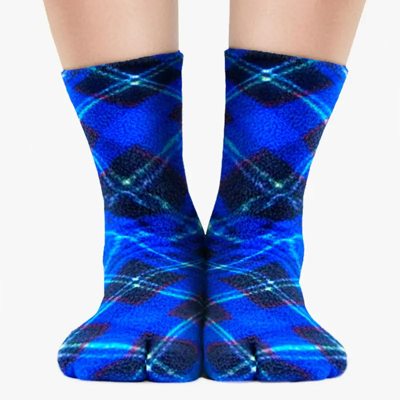 Polar Feet Fleece Tabi Socks - Blue Argyle Polar Feet