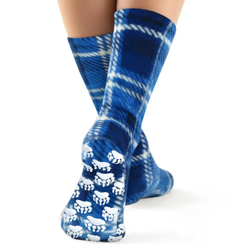 Kids' Nonskid Fleece Socks - Blue Flannel Polar Feet