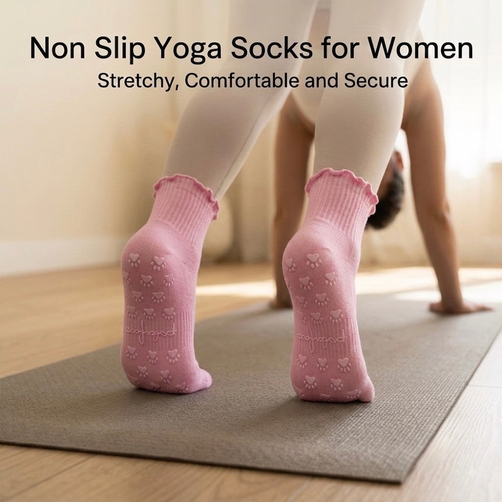 Crew Yoga Socks - Baby Pink Polar Feet