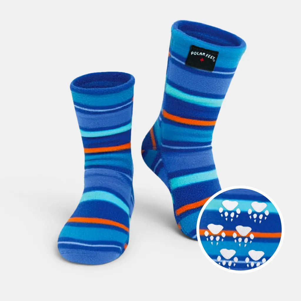 Kids' Nonskid Fleece Socks - Jazz Stripes Polar Feet