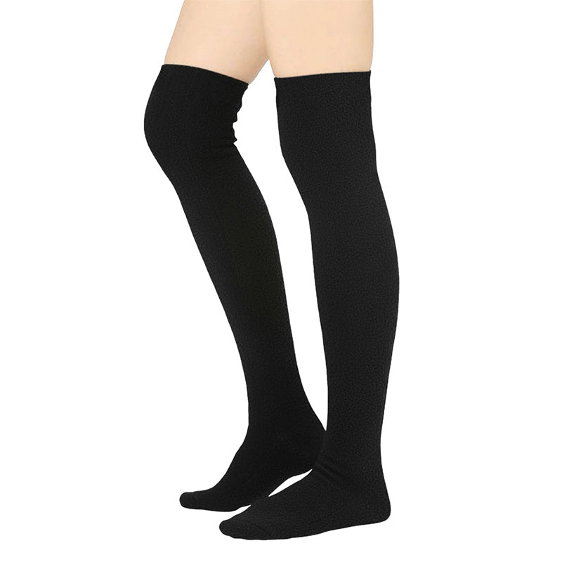 Over-the-Knee Fleece Socks - Black