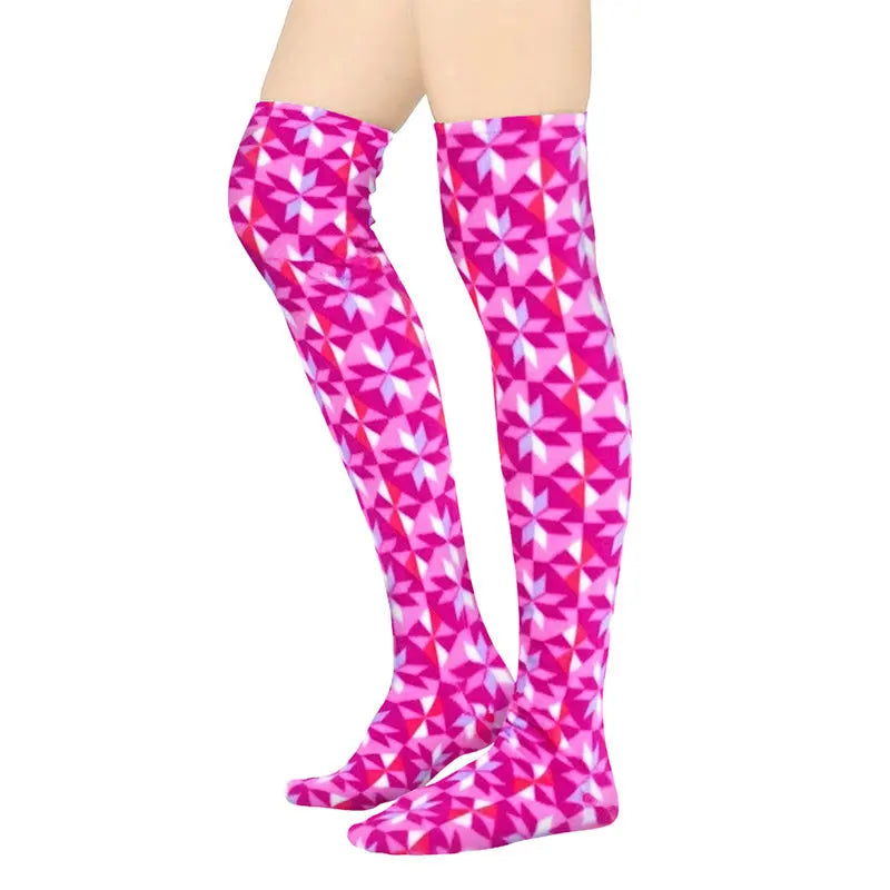 Over The Knee Fleece Socks - Kaleidoscope Polar Feet