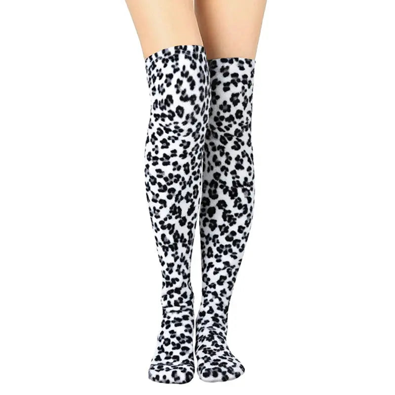 Over-the-Knee Fleece Socks - Snow Leopard Polar Feet