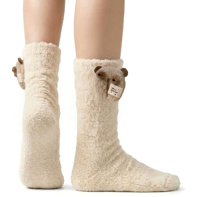 Kids Animal Fuzzy Socks - White Polar Feet