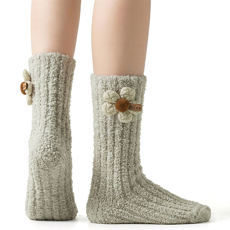 Kids Animal Fuzzy Socks - Green/Blue/Gray/Black/Mauve Polar Feet