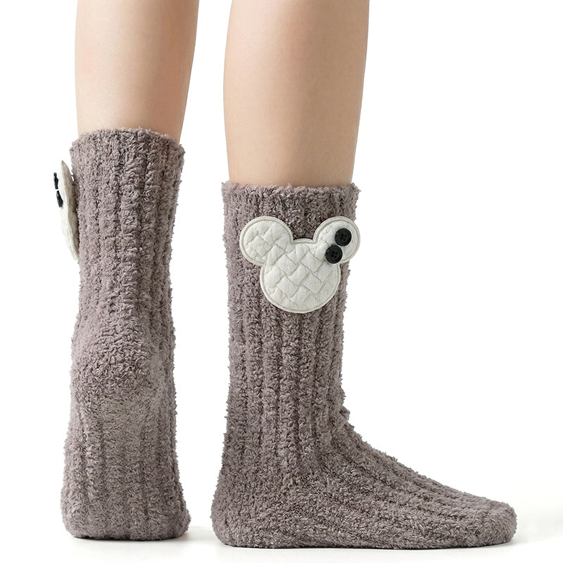 Kids Animal Fuzzy Socks - Green/Blue/Gray/Black/Mauve Polar Feet