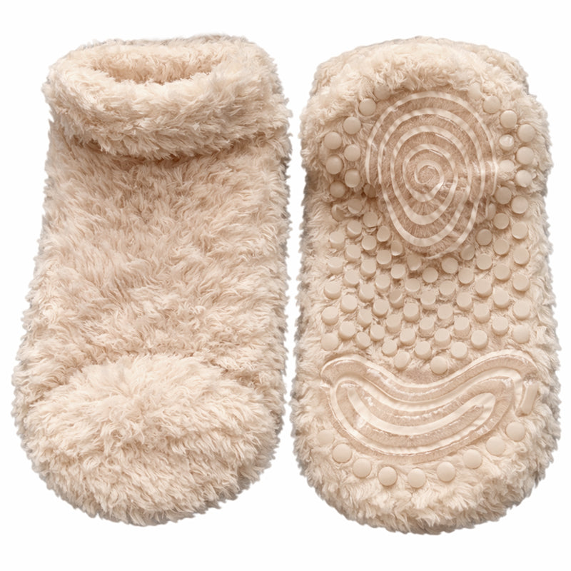 Fluffy Ankle Socks - Khaki/Brown/White Polar Feet