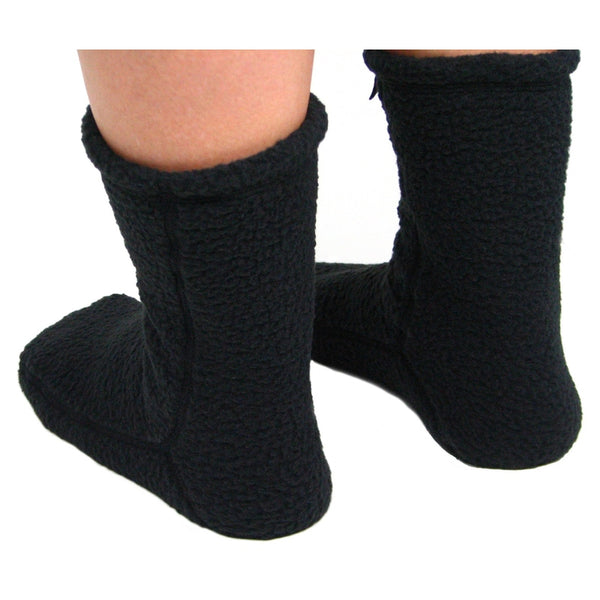 Fleece socks slipper socks for men and women supersoft black