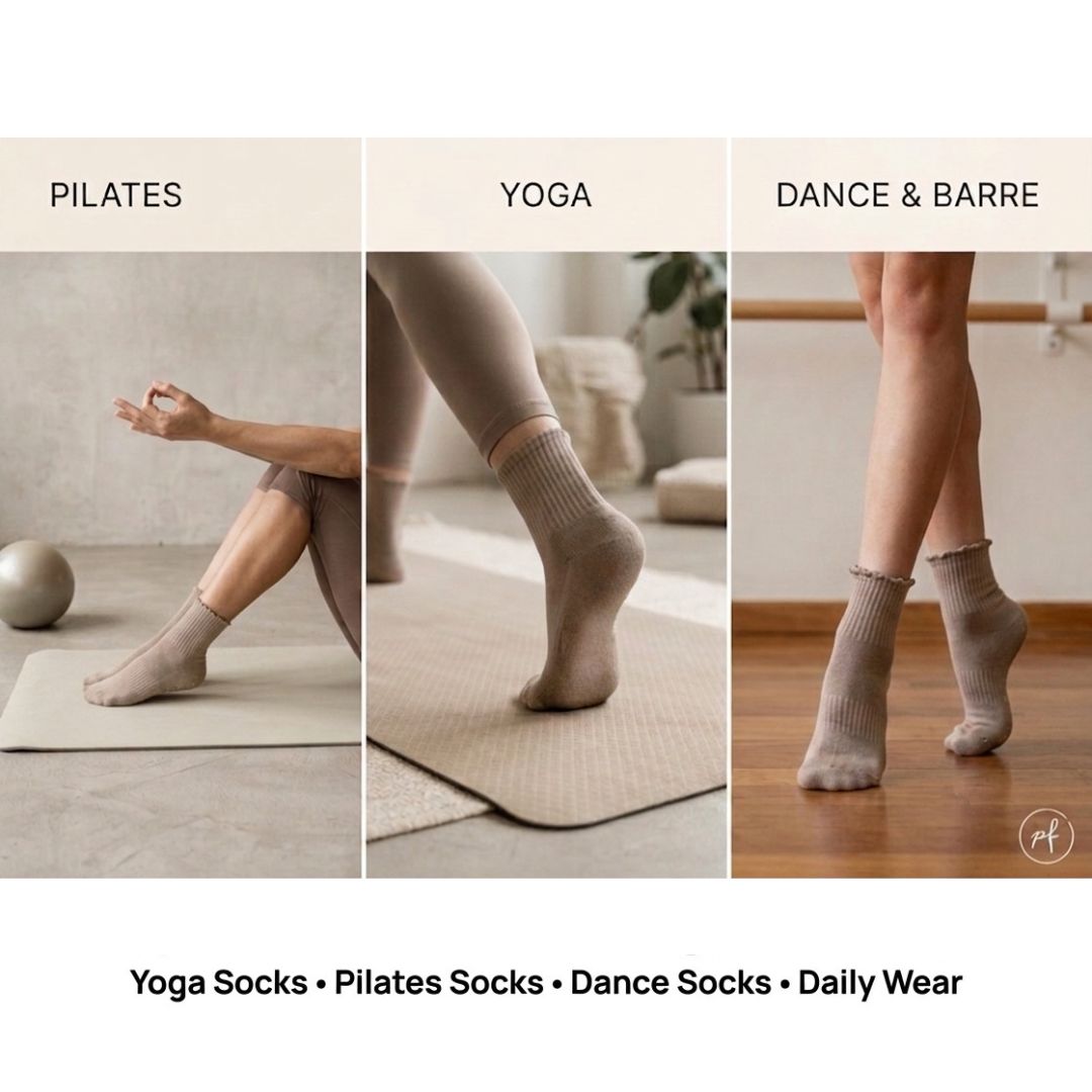 Crew Yoga Socks - Latte Polar Feet