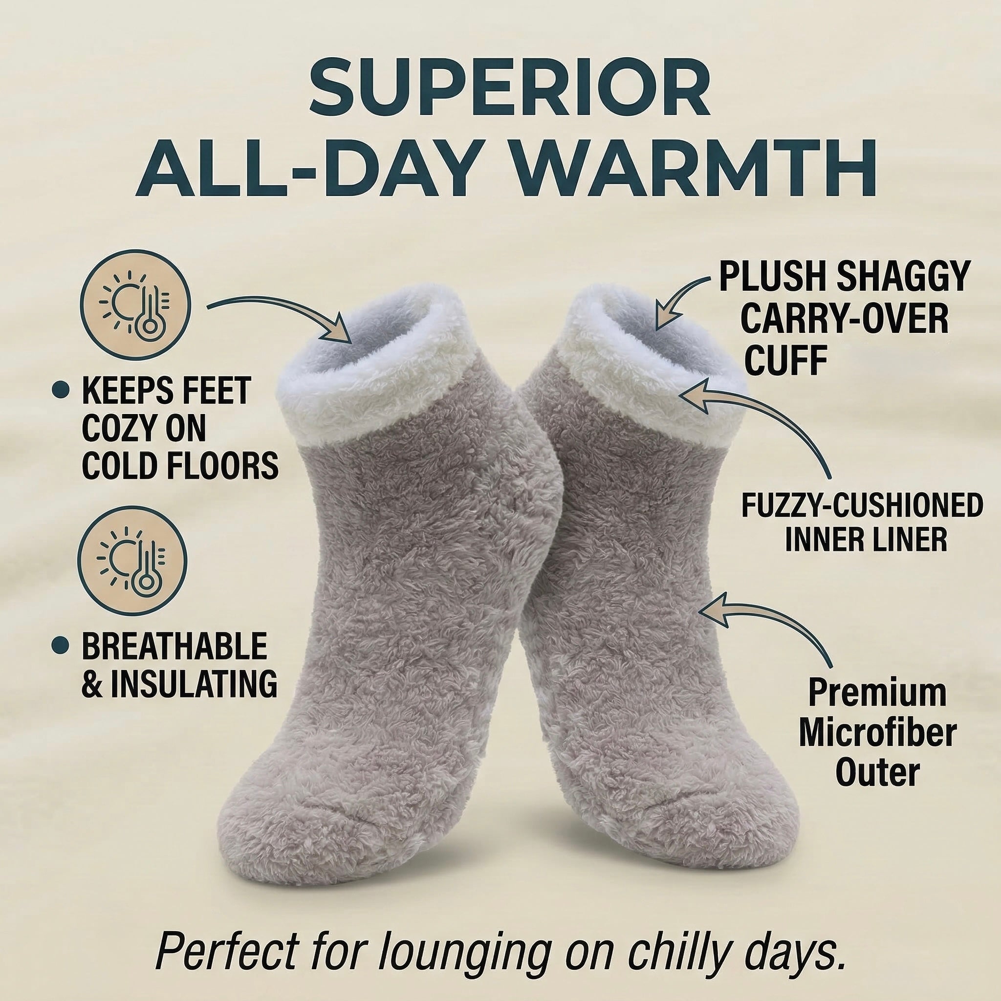 Fluffy Ankle Socks - Black/Gray/Brown Polar Feet